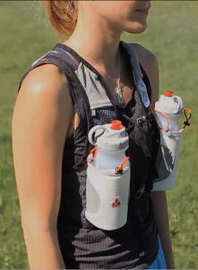 Erin testing out the vest