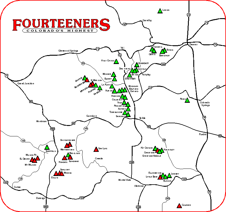 Map Of Colorado Fourteeners