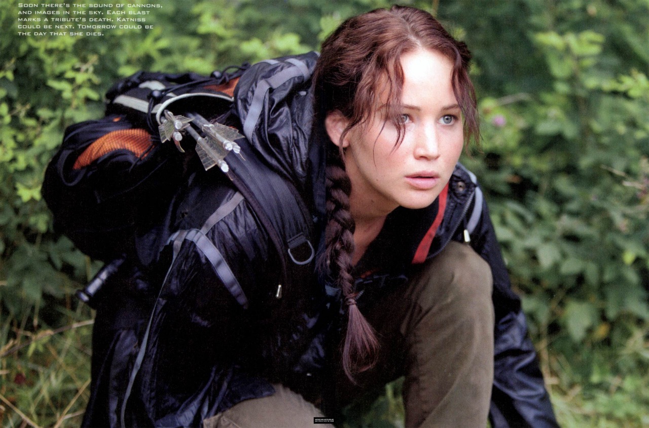 Katniss Everdeen field-testing the KE Survival Vest prototype