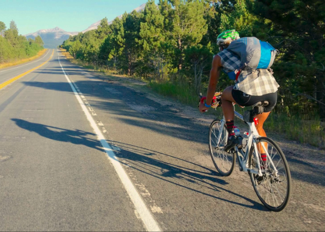 Cranking out the approach, with the big mountains in the distance. Photo: Stefan Griebel.