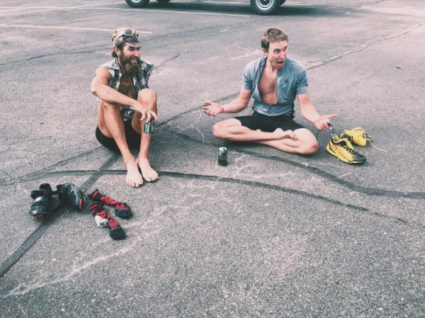 Bustop parking lot Oskar Blues Old Chubs and war stories. Stefan gets into it. Photo: Alton Richardson.