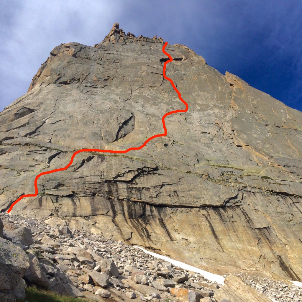 Our route up Syke's Sickle.