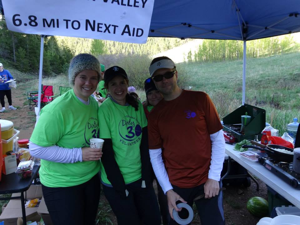 Aid crew having fun at the Ultimate Direction Dirty 30.